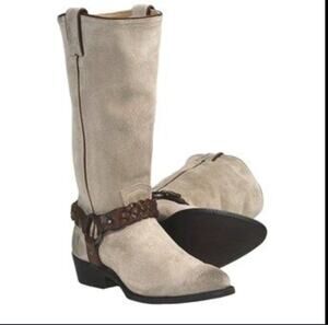 Frye Billy Braided Cowboy Boots NWT Women's 6.5B Cream Brown Western Leather